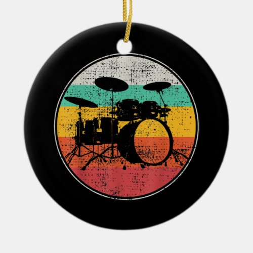 Drums Drummer Band Drumset Retro Vintage Ceramic Ornament