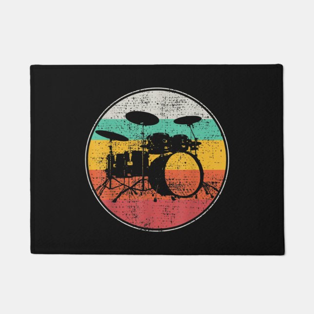 Drums Drummer Band Drumset Retro Vintage Doormat (Front)