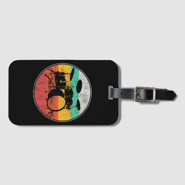 Drums Drummer Band Drumset Retro Vintage Luggage Tag (Front Horizontal)