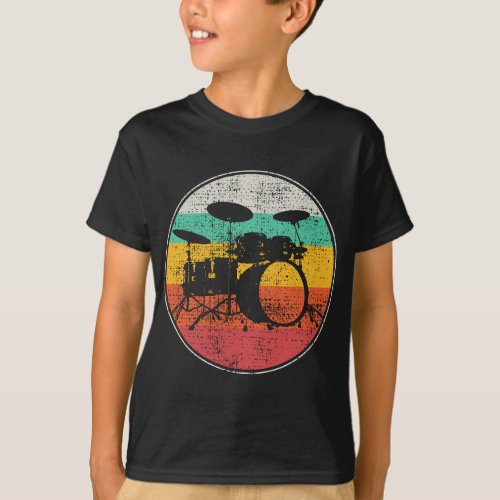 Drums Drummer Band Drumset Retro Vintage T_Shirt