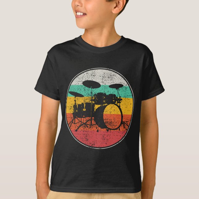 Drums Drummer Band Drumset Retro Vintage T-Shirt (Front)