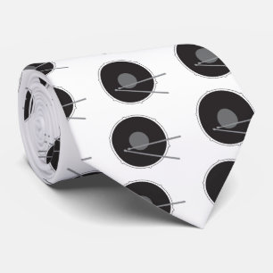 Drums Drummer Black and White Cool Rock Music Tie