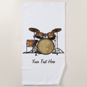 Drums Drummer Black White Custom Drummer's Music Beach Towel