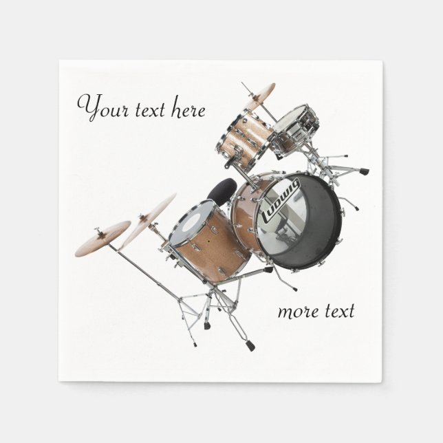 Drums Drummer Drum Set Band Musician Paper Napkins (Front)
