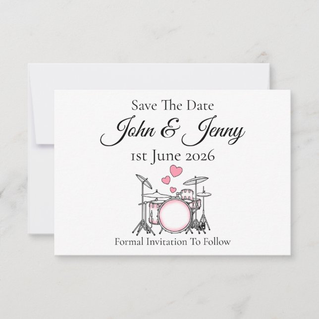 Drums Drummer Musician Wedding Save The Date (Front)