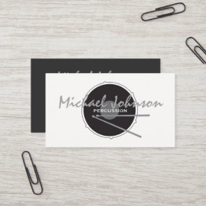 Drums Drummer Percussion Minimal Black Music Cool Business Card