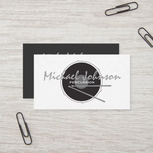 Drums Drummer Percussion Minimal Black Music Cool Business Card Zazzle