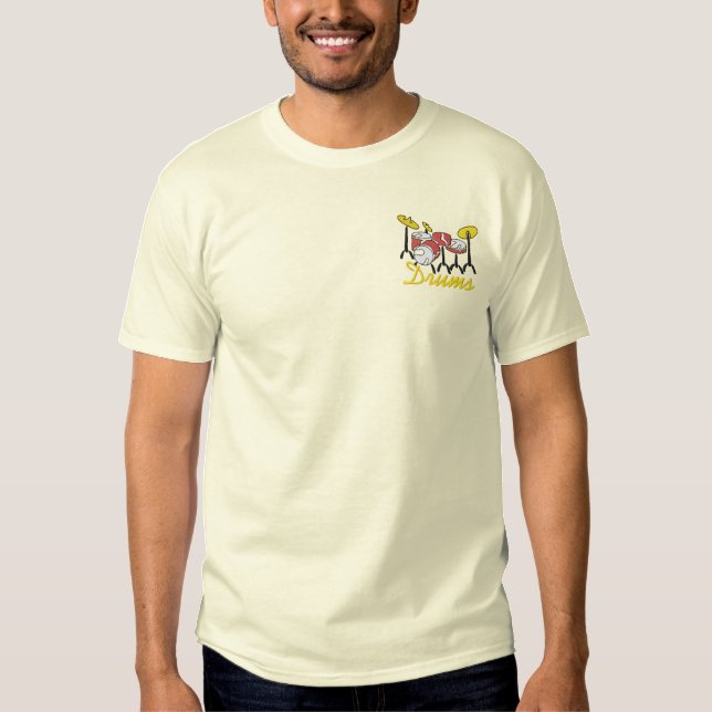 Drums Embroidered T-Shirt (Front)
