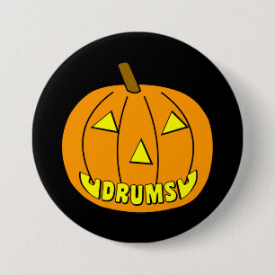 Drums Halloween Pumpkin Button