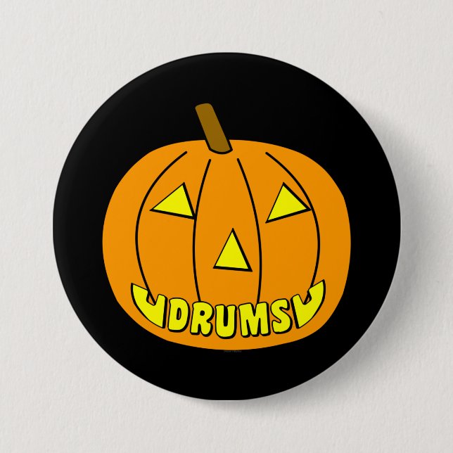 Drums Halloween Pumpkin  Button (Front)