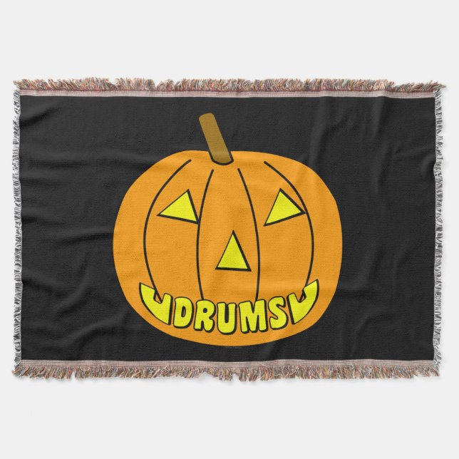 Drums Halloween Pumpkin Throw Blanket (Front)