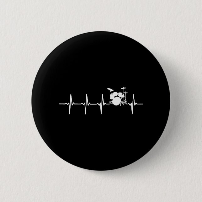Drums Heartbeat for Drummers & percussionists Button (Front)