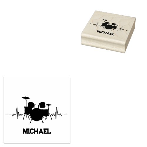 Drums Heartbeat For Drummers Personalized Rubber Stamp