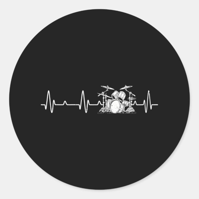 Drums Heartbeat Funny For Drummers & Classic Round Sticker (Front)