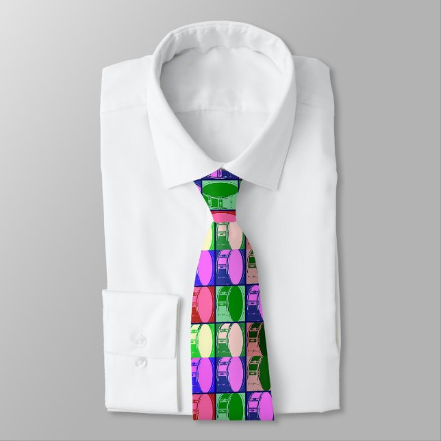 Drums in Pop Art Necktie (Tied)