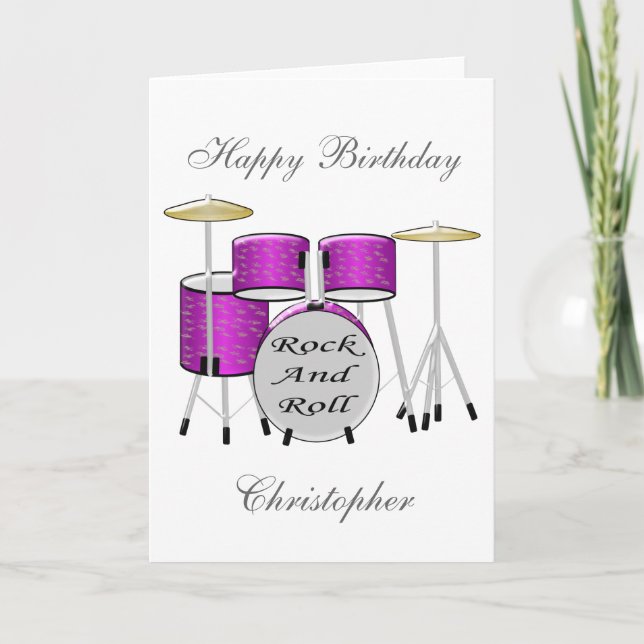 Drums Just Add Name Birthday Card (Front)