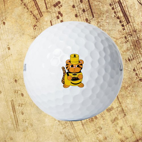Drums Marching Band Tiger Yellow and Black Golf Balls