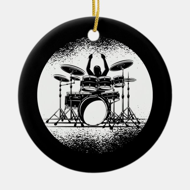 Drums Men Women Drum Kit Music Gift  Ceramic Ornament (Front)