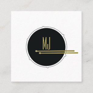 Drums Minimalist Modern Drummer Simple Black Square Business Card