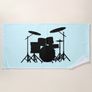Drums Music Design Blue Beach Towel