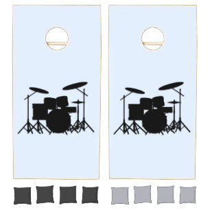 Drums Music Design Blue Cornhole Set