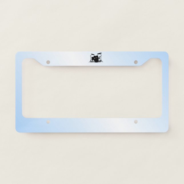 Drums Music Design Blue License Plate Frame (Front)