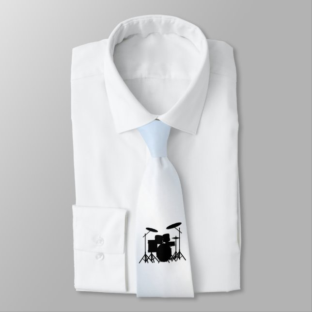 Drums Music Design Blue Neck Tie (Tied)