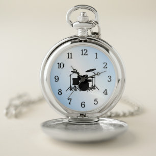 Drums Music Design Blue Pocket Watch