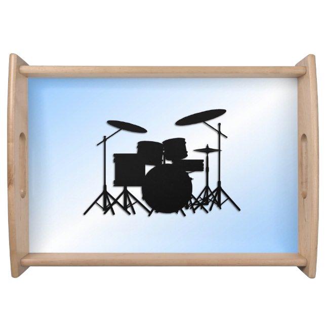 Drums Music Design Blue Serving Tray (Front)