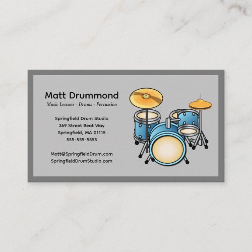 Drums Music Teacher Business Cards  Drum Set