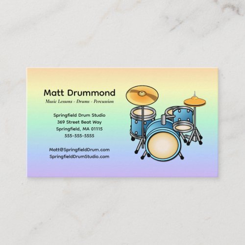 Drums Music Teacher Business Cards  Drum Set