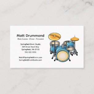 Drums Music Teacher Business Cards Drum Set