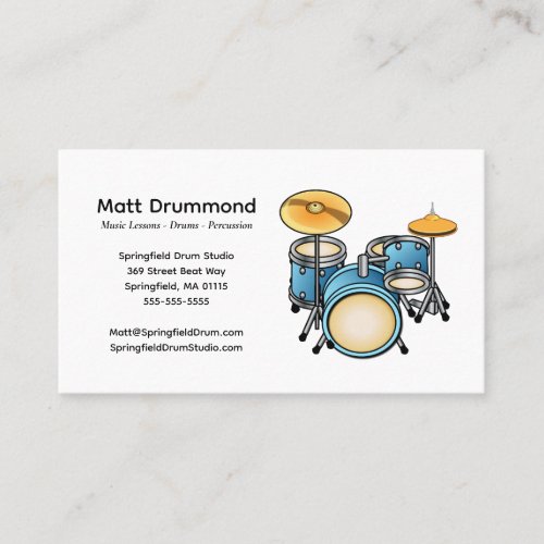 Drums Music Teacher Business Cards  Drum Set