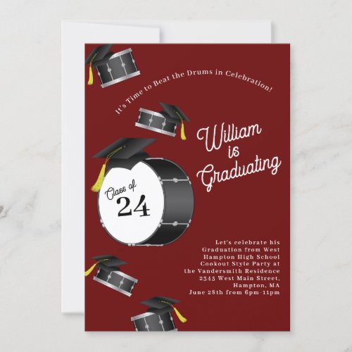 Drums Percussion Music Musician Graduation Invitation