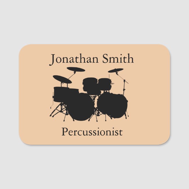Drums Percussion Musical Design Name Tag