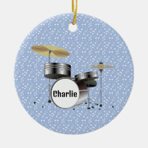 Drums Percussion Musical Notes Design Ceramic Ornament