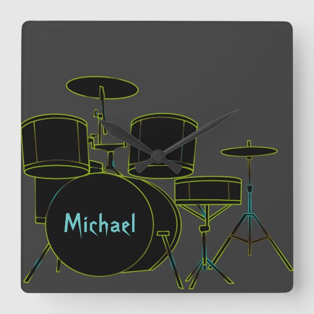 Drums Personalized Wall Clock (Front)