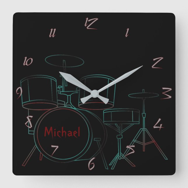Drums Personalized Wall Clock (Front)