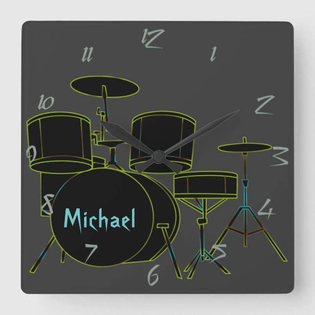 Drums Personalized Wall Clock (Front)