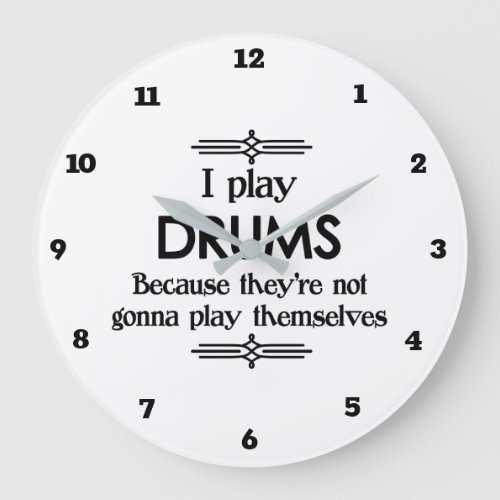 Drums _ Play Itself Funny Deco Music Large Clock