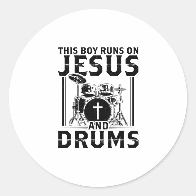 Drums Player | Christian Jesus Band Drummer Gifts Classic Round Sticker (Front)