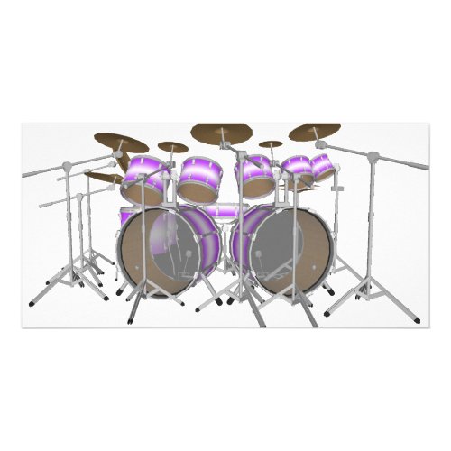 Drums Purple  White Drum Kit 3D Model Card