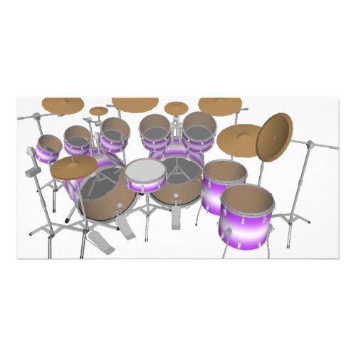 Drums Purple  White Drum Kit 3D Model Card