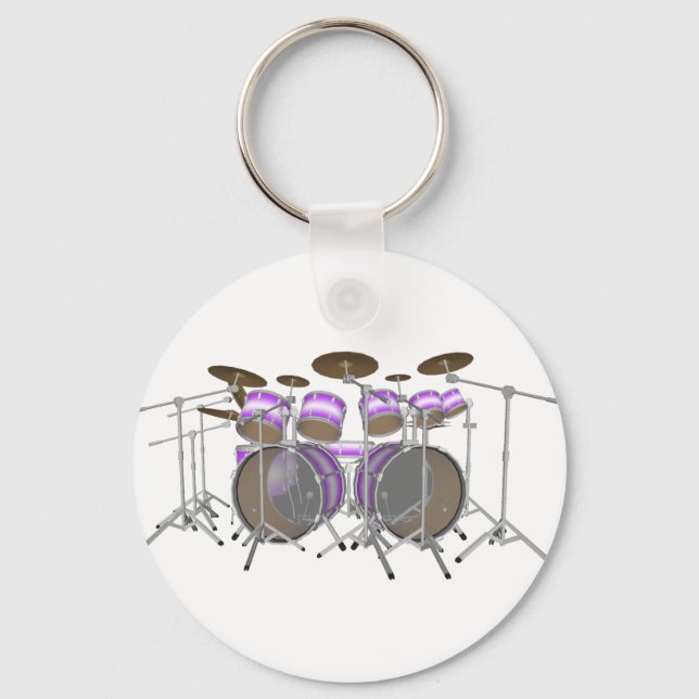 Drums: Purple & White Drum Kit: 3D Model: Keychain (Front)