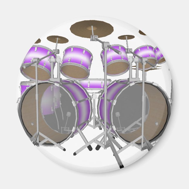 Drums: Purple & White Drum Kit: 3D Model: Magnet (Front)