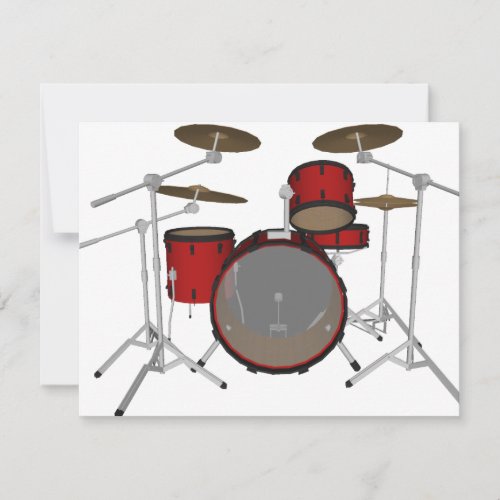 Drums: Red Drum Kit: 3D Model: Invitations