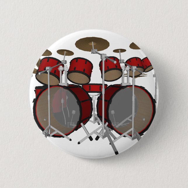 Drums: Red Drum Kit: 3D Model: Button (Front)