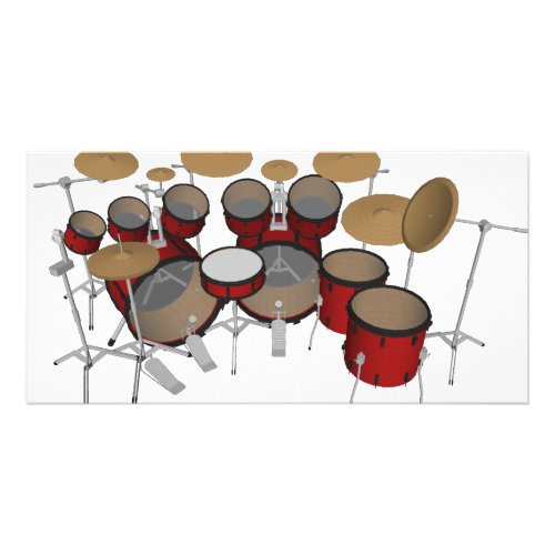 Drums Red Drum Kit 3D Model Card