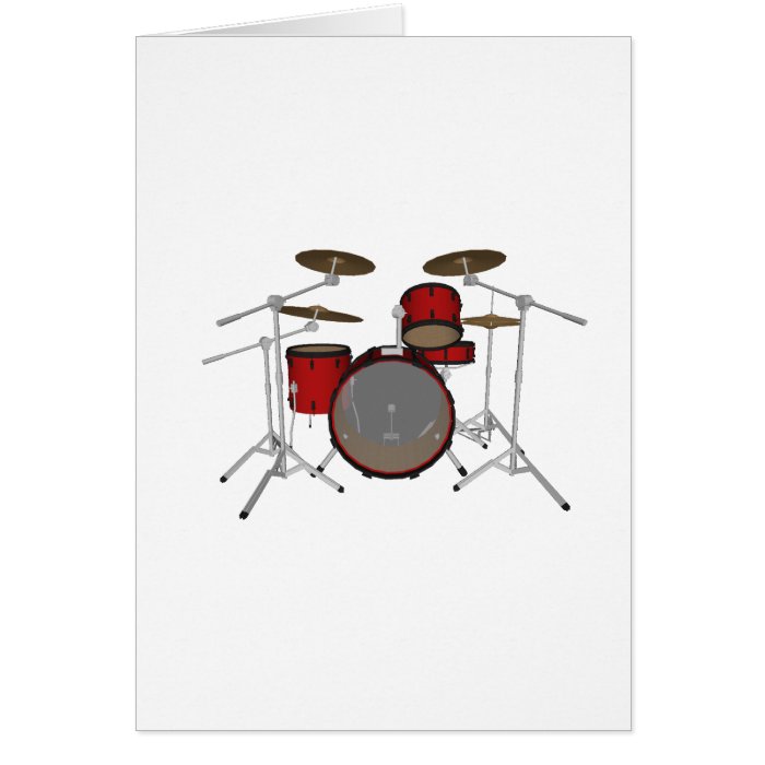 Drums Red Drum Kit 3D Model Greeting Card