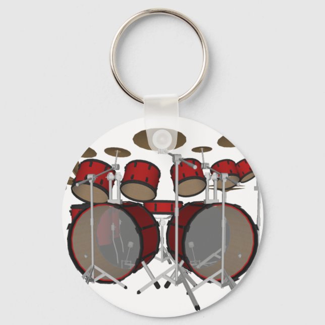 Drums: Red Drum Kit: 3D Model: Keychain (Front)
